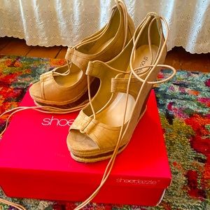 Tan wedge heels
